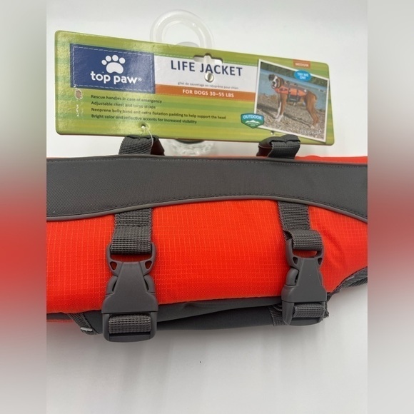 Top Paw Dog Life Jacket Flotation Device Water Safety Orange NWT - Picture 3 of 5